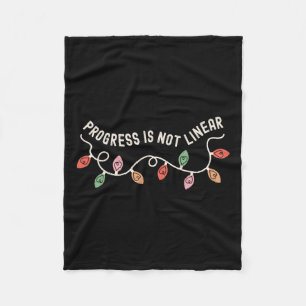 Progress Is Not Linear Sped Teacher Christmas Ligh Fleece Blanket