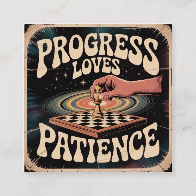 Progress Loves Patience Square Business Card (Front)