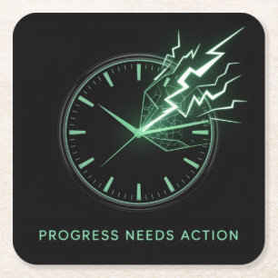 Progress Needs Action Square Paper Coaster
