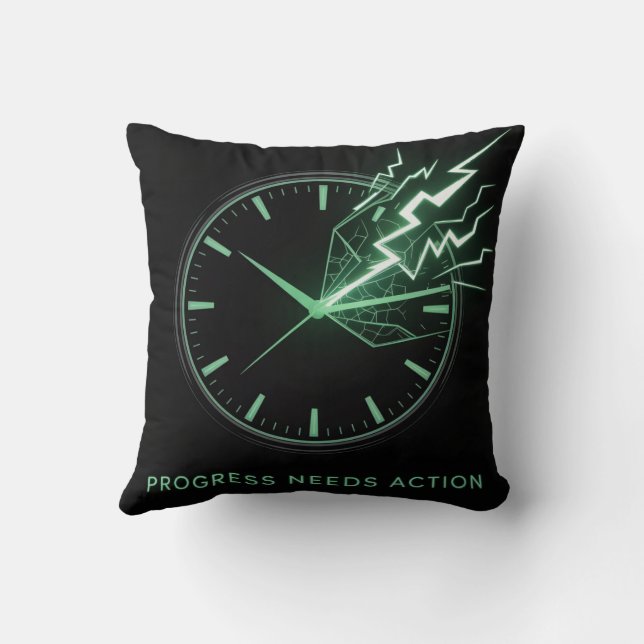 Progress Needs Action Throw Pillow (Back)