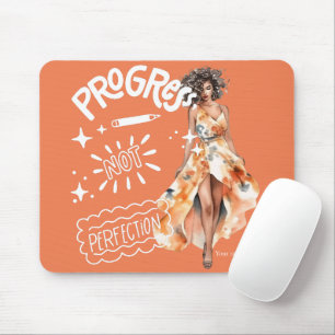 Progress not perfection elegant businesswoman mouse pad