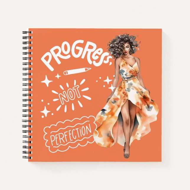 Progress, not perfection elegant businesswoman notebook (Front)