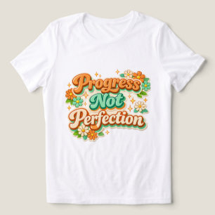 Progress Not Perfection Floral Retro Motivational  Tri-Blend Shirt