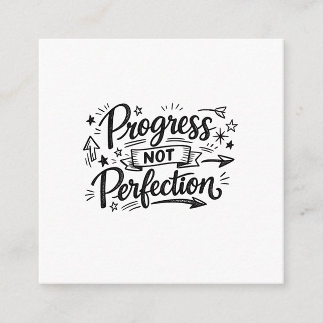Progress Not Perfection Motivational Quote Design Enclosure Card (Front)