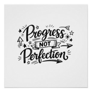 Progress Not Perfection Motivational Quote Design Poster
