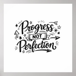 Progress Not Perfection Motivational Quote Design Poster