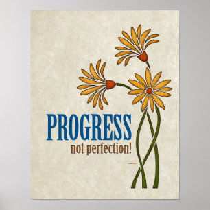 Progress, not perfection! (recovery quote) poster