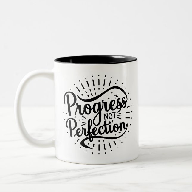 Progress Not Perfection Two-Tone Coffee Mug (Left)