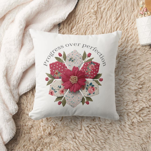 Progress over Perfection Affirmation Throw Pillow (Blanket)