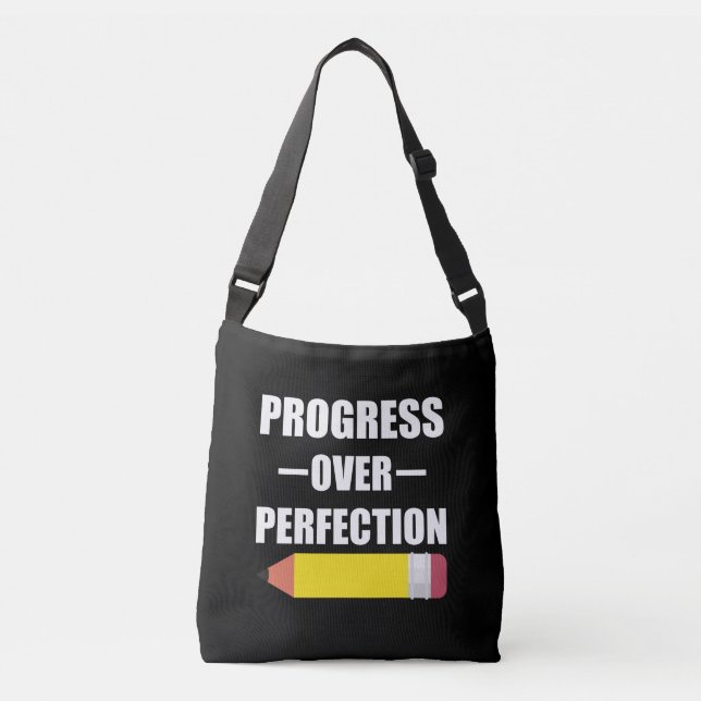 Progress Over Perfection Back To School Teacher Crossbody Bag (Front)