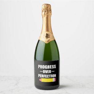Progress Over Perfection Back To School Teacher Sparkling Wine Label