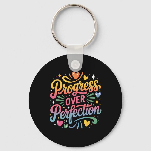 Progress Over Perfection Back To School Teachers E Keychain (Front)