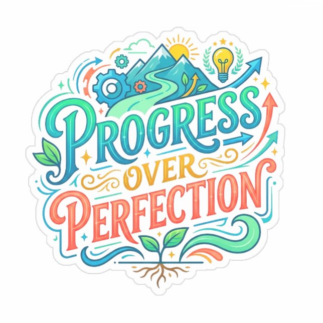 Progress Over Perfection Graphic (Quote) Teacher (waterproof teacher laptop sticker decal, progress over perfection vinyl sticker)