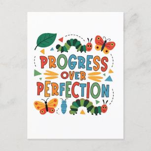 Progress Over Perfection Kndergarten Bugs Announcement Postcard