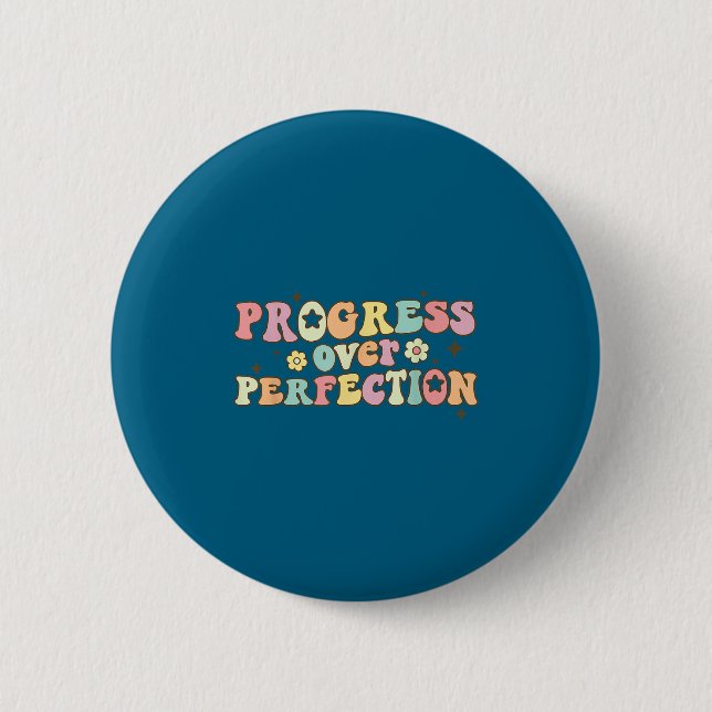Progress Over Perfection Motivational Back To Scho 2 Inch Round Button (Front)