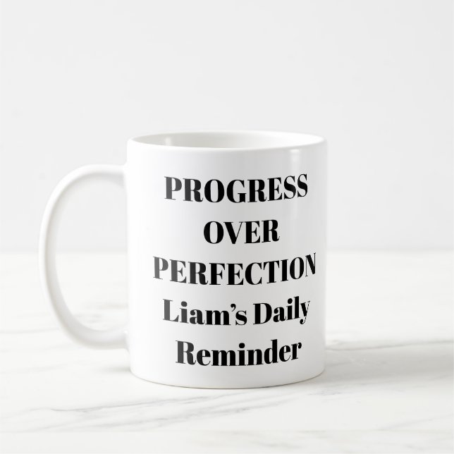 Progress Over Perfection Motivational Mug (Left)