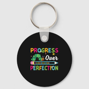 Progress Over Perfection Motivational Quote Studen Keychain