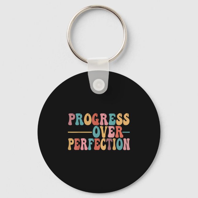Progress Over Perfection Motivational Teacher For  Keychain (Front)