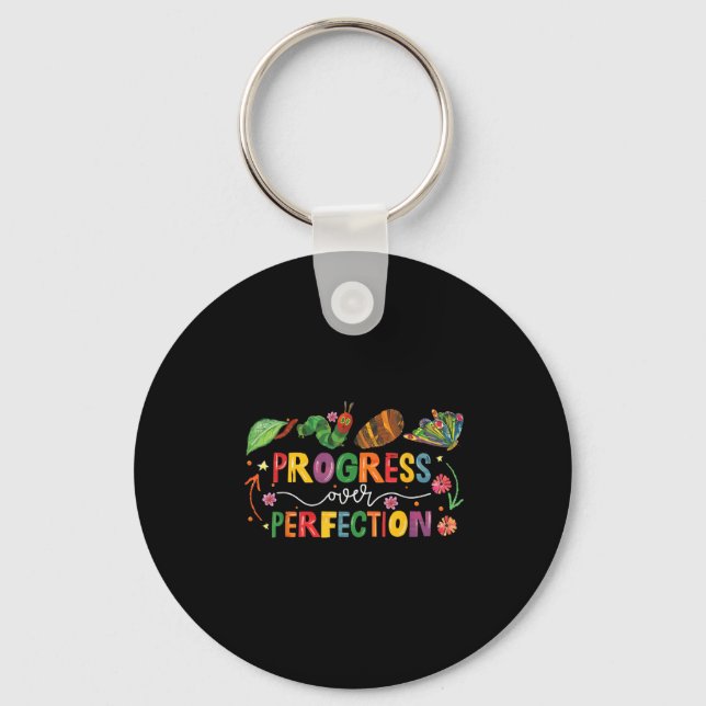 Progress Over Perfection Motivational Teacher For  Keychain (Front)