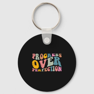 Progress Over Perfection Motivational Teacher Long Keychain