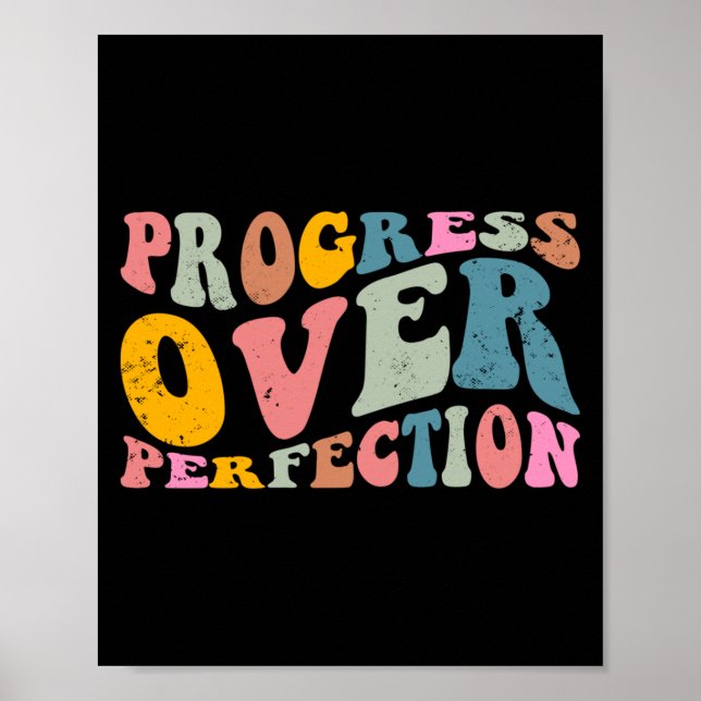 Progress Over Perfection Motivational Teacher Long Poster (Front)