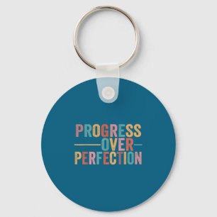 Progress Over Perfection Motivational Teacher Retr Keychain