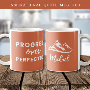 Progress Over Perfection Quote Name Terracotta  Coffee Mug