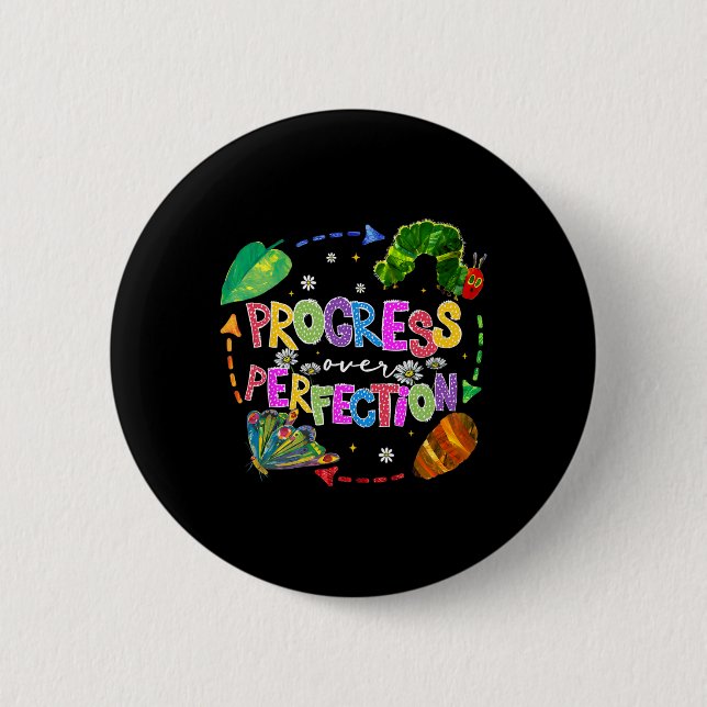 Progress Over Perfection Teacher Back To School  2 Inch Round Button (Front)
