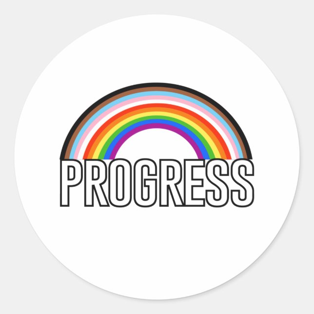 Progress Pride Arc Classic Round Sticker (Front)