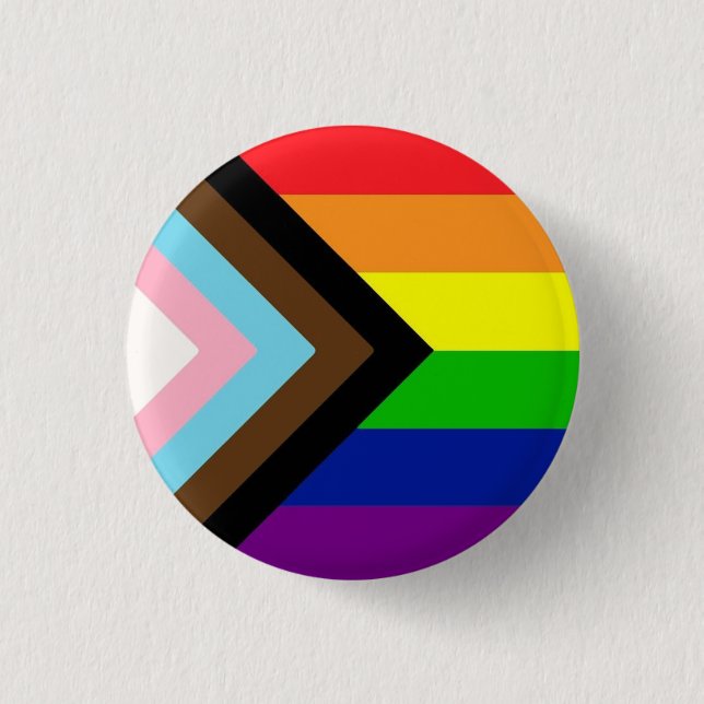 Progress Pride Flag Badge 1 Inch Round Button (Front)