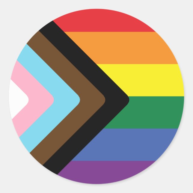 Progress Pride Flag Classic Round Sticker (Front)