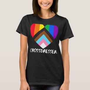 Progress Pride Flag Heart Inclusivity  Crossdresse T-Shirt