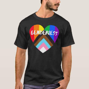 Progress Pride Flag Heart Inclusivity Genderless T-Shirt