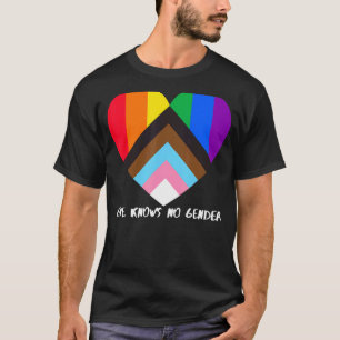 Progress Pride Flag Heart Inclusivity Love Knows T-Shirt