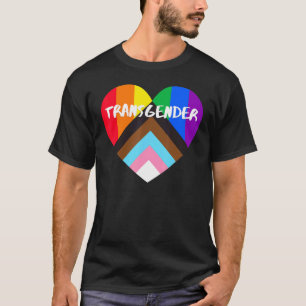 Progress Pride Flag Heart Inclusivity  Transgender T-Shirt
