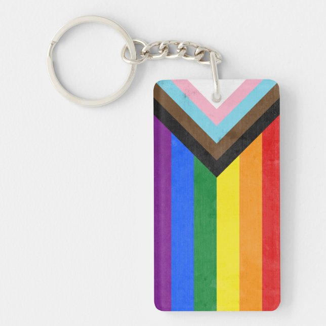 Progress Pride Flag Keychain (Front)