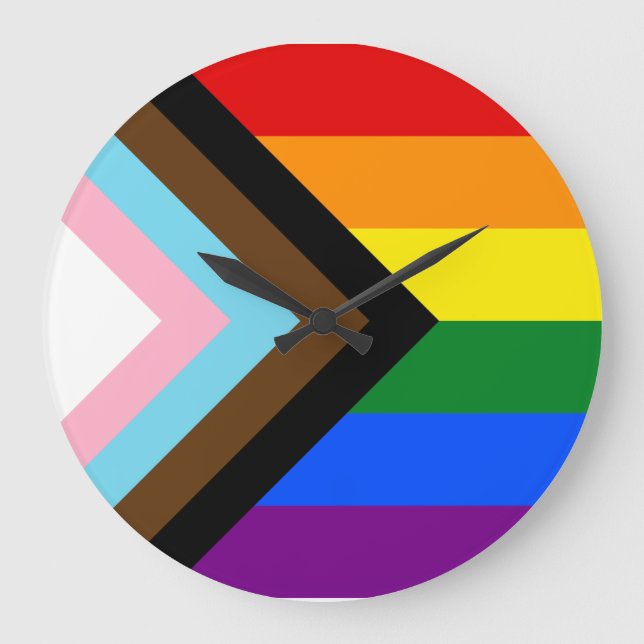 Progress Pride Flag Large Clock (Front)