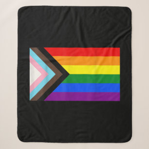 Progress Pride Flag LGBT T-Shirt Sherpa Blanket