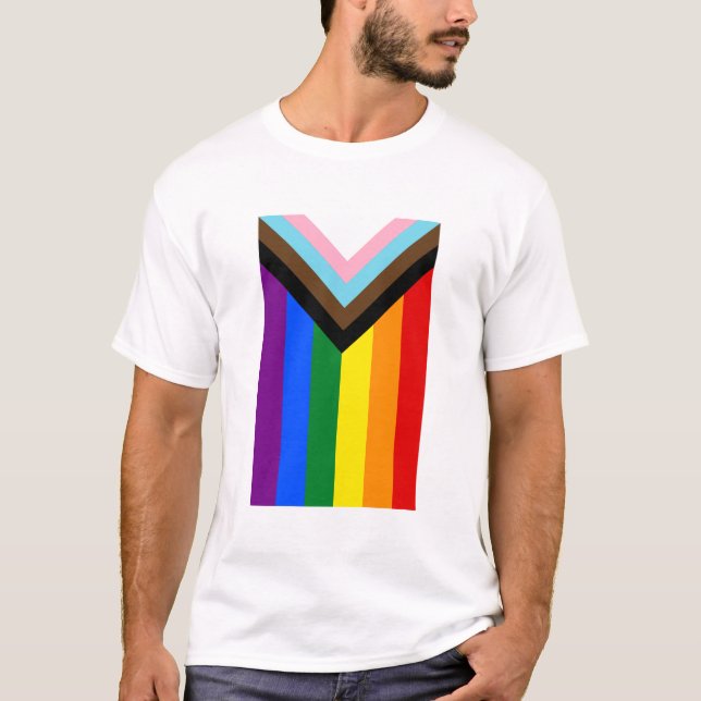 Progress Pride Flag LGBTQ+ T-Shirt (Front)