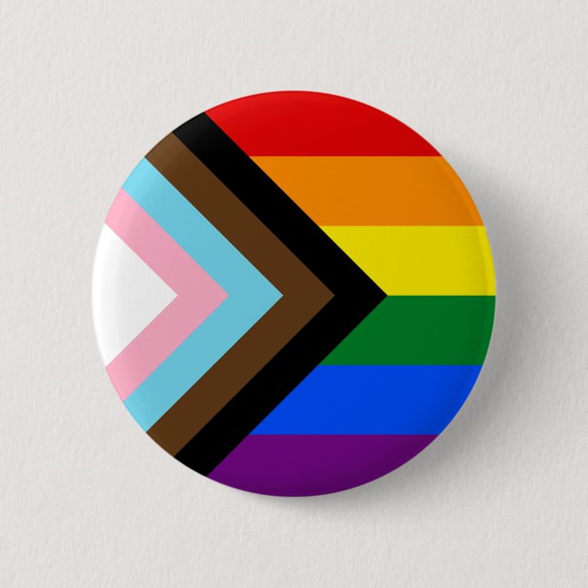 Progress Pride Flag | Plain | Circle 2 Inch Round Button (Front)