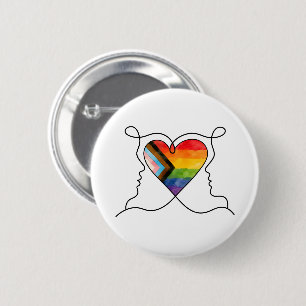 Progress Pride Heart Line Art 2 Inch Round Button