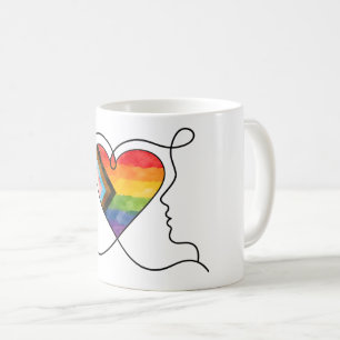 Progress Pride Heart Line Art Coffee Mug