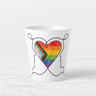 Progress Pride Heart Line Art Latte Mug