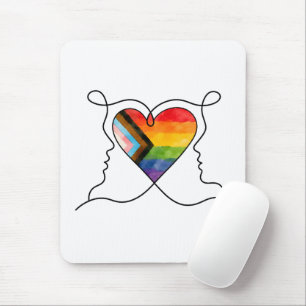 Progress Pride Heart Line Art Mouse Pad