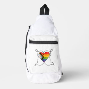 Progress Pride Heart Line Art Sling Bag