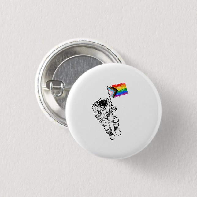 Progress Pride Moonman Distressed 1 Inch Round Button (Front & Back)