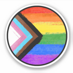 Progress Pride Painted Circle Sticker