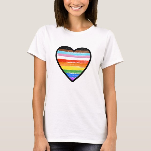 Progress Pride Painted Heart T-Shirt (Front)