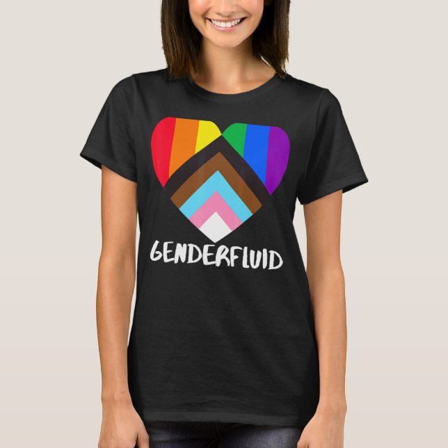 Progress Pride Rainbow Flag Inclusivity Heart  Gen T-Shirt (Front)