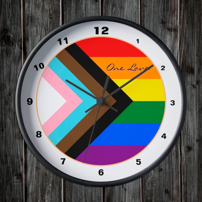 Progress Rainbow flag Elegant, Modern Home / Pride Round Clock (Creator Uploaded)